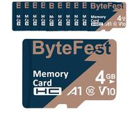 ByteFest Scheda di memoria Micro SD da 4 GB, classe 10, con adattatore SD da 30, per lettore MP3, MP4, e-reader, lettore multimediale streaming, navigatore GPS, Dash Cam, telefono, tablet (MicroSDHC
