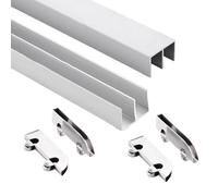 ByteRunning Binario Scorrevole for Vetrina,Kit Binario per Porta Scorrevole in Vetro,con Puleggia,Guida in Lega di Alluminio,Facile Installazione,for Ante in Acrilico/Vetro da 3-5 Mm