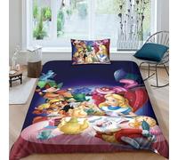 BYTUGI Alice nel paese delle meraviglie 3D Set Di Copripiumino Biancheria Con Letto Con Copripiumino E Federa, Per Ragazzi E Ragazze, Morbido Facile Da Pulire Con Cerniera Nascosta Single（135x200cm）