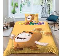 BYTUGI Copripiumino 3D Con Oddbods,Set Di Biancheria Da Letto Con Copripiumino Con Animazione,Copripiumino Morbido in Microfibra, Copripiumino Con Cerniera Single（135x200cm）