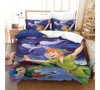 BYTUGI Peter Pan 3D Set Di Copripiumino Biancheria Da Letto Con Copripiumino E Federa, Morbido, Facile Da Pulire Con Nascosta Chiusura Lampo Single（140x200cm）