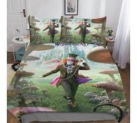 BYTUGI Set Copripiumino Alice nel paese delle meraviglie 3D Stampato Set Biancheria Da Letto Alice Set Copripiumino in Microfibra Morbida Con Chiusura A Cerniera E Federe Cuscino King（220x240cm）