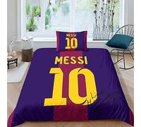 BYTUGI Set Copripiumino Con Calciatori, Set Di Biancheria Da Letto Per Bambini, Microfibra Con Copripiumini + Federe - Prevenire L' Umidit, Anallergico Single（135x200cm）