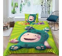 BYTUGI Set Copripiumino Oddbods 3D Stampato Set Biancheria Da Letto Set Copripiumino in Microfibra Morbida Con Nascosta Chiusura A Cerniera E Federe Cuscino Single（135x200cm）