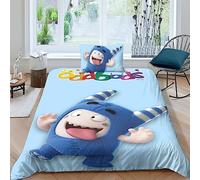 BYTUGI Set Copripiumino Per Bambini, Set Di Biancheria Da Letto Con Stampa Di Oddbods Con Federa, Decorazione Della Camera Da Letto Delle Ragazze Dei Ragazzi Single（135x200cm）