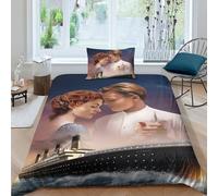 BYTUGI Titanic Copripiumino Bambini Biancheria Da Letto Per Bambini Microfibra Copripiumino+Federa Con Cerniera Nascosta, Morbido E Confortevole Single（135x200cm）