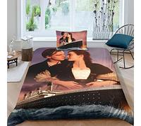 BYTUGI Titanic Set Copripiumino 3D Con Set Di Biancheria Da Letto in Microfibra, Copripiumino Stampato Per Adulti E Bambini Morbido, Resistente, Traspirante Single（135x200cm）