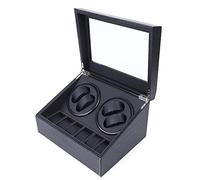 BYUAK Carica orologi automatica 4 + 6, lussuosa cassa dell'orologio con motore silenzioso, cassa dell'orologio in pelle PU con alimentatore, scatola portagioie con fodera in velluto regalo, Motivo