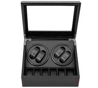 BYUAK Carica orologi automatica 4 + 6, lussuosa cassa dell'orologio con motore silenzioso, MDF e fibra di carbonio in pelle PU, realizzata con alimentatore, scatola portagioie con fodera in velluto,