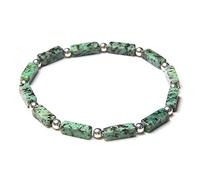 BYUK Donna Pietre Bracciale,Vintage 7 Chakra Perline di Giada Verde Naturale Rettangolo Pietra Elegante Elastico Braccialetto Bilanciamento Braccialetto Dainty Regalo di Gioielli di Compleanno