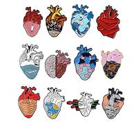 BYUTFA 12 Pezzi Kit di Spille a Cuore Anatomico Cerimonia di Appuntamento Medico Spilla Smaltata Spilla Smaltata Set di Spille per Zaini