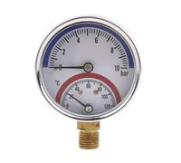 BYUTFA Manometro Termomanometro 0-10Bar 0-120℃ Termomanometro di Precisione Manometro Temperatura Caldaia per Riscaldamento a Pavimento