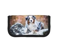 BYwenhopnbs Astuccio portapenne di grande capacità, astuccio portapenne in tela per ragazze, motivo: pastore australiano, neve, inverno, bellissimi cani.