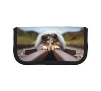 BYwenhopnbs Astuccio portapenne di grande capacità, astuccio portapenne in tela per ragazze, motivo: Rough Collie Bokeh Railway Dogs Pets Rough.