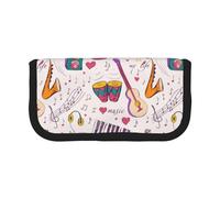 BYwenhopnbs Astuccio portapenne di grande capacità, organizer per penne, astuccio portapenne in tela per ragazze, tema: dischi musicali, blues, musica è la mia vita.