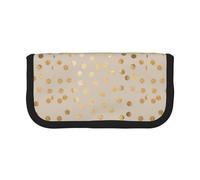 BYwenhopnbs Astuccio portapenne grande capacità, astuccio portapenne in tela con glitter beige e oro a pois, per ragazze