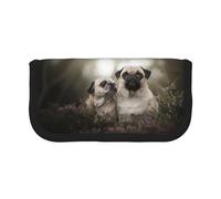 BYwenhopnbs Astuccio portapenne grande, organizer per penne, astuccio in tela per ragazze, con motivo a forma di carlino, famiglia di cani, con effetto bokeh, mamma e cucciolo.
