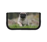 BYwenhopnbs Astuccio portapenne grande, organizer per penne, astuccio in tela per ragazze, con motivo a cucciolo di carlino con effetto bokeh e animali domestici.