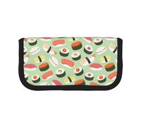 BYwenhopnbs Astuccio portapenne in tela con stampa di sushi su verde, grande capacità, organizer per penne, per ragazze