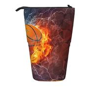 BYwenhopnbs Astuccio portapenne telescopico con motivo Flame da basket e gocce d'acqua