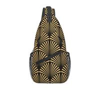 BYwenhopnbs Borsa a tracolla da uomo Art Deco Pattern Seamless Black Gold, piccola borsa da viaggio/zaino da giorno.