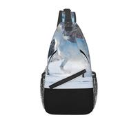 BYwenhopnbs Borsa a tracolla da uomo White Horse In Winter, piccola borsa da viaggio a spalla.