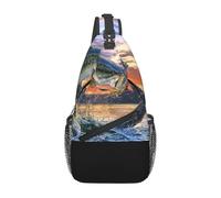 BYwenhopnbs Borsa a tracolla Fish Go FishingSling Bag da uomo, piccola borsa da viaggio a spalla, zaino da giorno