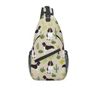 BYwenhopnbs Borsa a tracolla per uomo con stampa di cane English Springer Spaniel e cactus, piccola borsa da viaggio a spalla.