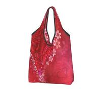 BYwenhopnbs Borsa tote pieghevole a forma di cuore e fiore per San Valentino, impermeabile, riutilizzabile, ideale per la spesa e i viaggi.