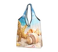 BYwenhopnbs Borsa tote pieghevole a forma di stella marina e conchiglia, ideale per la spiaggia e l'oceano, impermeabile e riutilizzabile, perfetta per lo shopping e i viaggi.