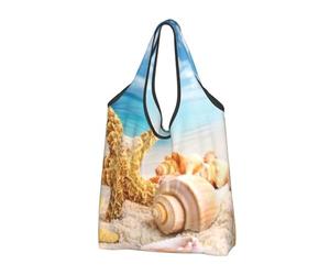 BYwenhopnbs Borsa tote pieghevole a forma di stella marina e conchiglia, ideale per la spiaggia e l'oceano, impermeabile e riutilizzabile, perfetta per lo shopping e i viaggi.