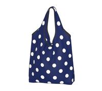 BYwenhopnbs Borsa tote pieghevole a pois blu navy, impermeabile, riutilizzabile, ideale per la spesa e i viaggi.