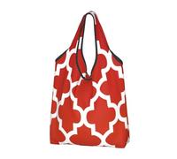 BYwenhopnbs Borsa tote pieghevole a quadrifoglio rosso scuro e bianco, impermeabile, riutilizzabile, ideale per la spesa e i viaggi.