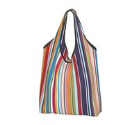 BYwenhopnbs Borsa tote pieghevole a righe multicolore, impermeabile, riutilizzabile, ideale per la spesa e i viaggi.