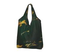 BYwenhopnbs Borsa tote pieghevole color verde smeraldo intenso con tonalità della terra e marmo dorato, impermeabile, riutilizzabile, ideale per la spesa e i viaggi.