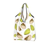 BYwenhopnbs Borsa tote pieghevole con motivo a pistacchio verde, impermeabile, riutilizzabile, ideale per la spesa e i viaggi.