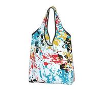 BYwenhopnbs Borsa tote pieghevole con motivo astratto a schizzi d'inchiostro, impermeabile, riutilizzabile, ideale per la spesa e i viaggi.