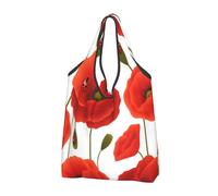 BYwenhopnbs Borsa tote pieghevole con motivo floreale di papaveri, impermeabile, riutilizzabile, ideale per la spesa e i viaggi.