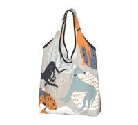 BYwenhopnbs Borsa tote pieghevole con simpatici levrieri, impermeabile, riutilizzabile, ideale per la spesa e i viaggi.