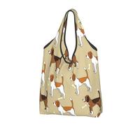 BYwenhopnbs Borsa tote pieghevole con simpatico e intelligente disegno di un beagle in stile cartone animato, impermeabile e riutilizzabile, ideale per la spesa e i viaggi.