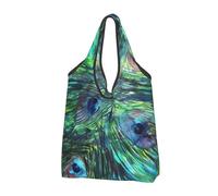 BYwenhopnbs Borsa tote pieghevole con stampa a piume, impermeabile, riutilizzabile, ideale per la spesa e i viaggi.