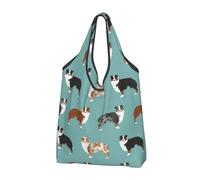 BYwenhopnbs Borsa tote pieghevole con stampa di pastori australiani, impermeabile, riutilizzabile, ideale per la spesa e i viaggi.