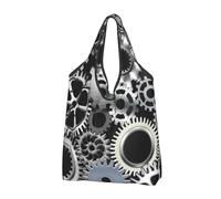 BYwenhopnbs Borsa tote pieghevole con tecnologia di rendering digitale a ingranaggi in metallo, impermeabile, riutilizzabile, ideale per la spesa e i viaggi.