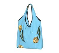 BYwenhopnbs Borsa tote pieghevole con tulipani gialli disegnati a mano, impermeabile, riutilizzabile, ideale per la spesa e i viaggi.