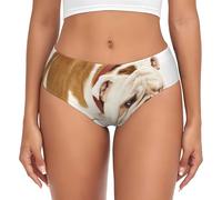BYwenhopnbs Bulldog inglese fotografia di bulldog triste e stanco con crema marrone, slip di supporto da donna comodo e morbido intimo per le donne, Multicolore, 3XL