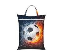 BYwenhopnbs Calcio in acqua e fuoco, borsa per la biancheria, borse da viaggio impermeabili, borsa per il lavaggio con cerniera