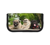 BYwenhopnbs Carlino Amicizia Bokeh Cani Animali Domestici Amici Carlino, Astuccio Portapenne Grande Capacità, Astuccio Portapenne in Tela per Ragazze
