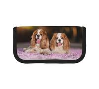 BYwenhopnbs Cavalier King Charles Spaniel, cani bianchi e marroni, astuccio portapenne di grande capacità, organizer in tela per ragazze