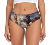 BYwenhopnbs Cavallo Selvaggio Che corre Contro la Tempesta di Sabbia, Slip di Supporto da Donna, Comodi e Morbidi, per la Biancheria Intima da Donna
