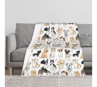 BYwenhopnbs Coperta di flanella super morbida, spessa e comoda, con disegni di cani di diverse razze, per divano, 152,4 x 127,2 cm